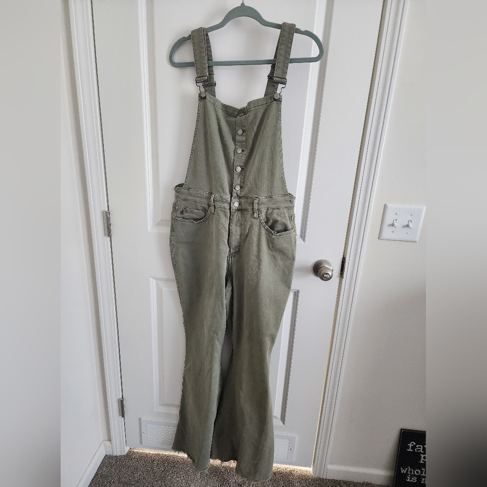 Olive Green Women's Wide Leg Denim Overalls By Judy Blue Size 1xl.